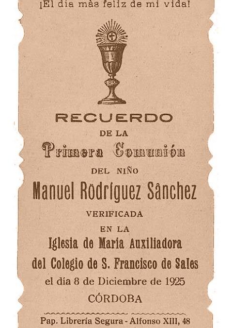 Hace 100 años hizo su 1a comunión Manolete