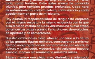 Emotivo y cálido mensaje de Castella como empresario al lanzar los carteles de Béziers