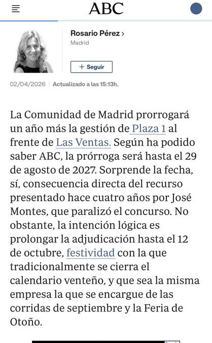 Plaza 1 manejará MADRID hasta agosto del 2027