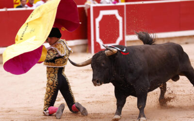 En Pamplona , toros nobles pero sin alegrìa , sin poder de La Palmosilla. La excepciòn, el gran quinto, con bravura y galopando. Adriàn emborrona con la espada buena faena. Aun asì , oreja