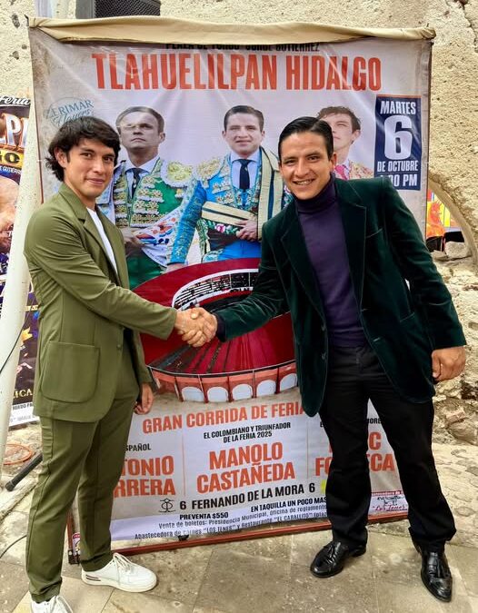 Manolo Castañeda acartelado en  Hidalgo, Mêxico , con Antonio Ferrera e Isaac Fonseca y toros de don Fernando de la Mora