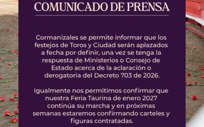 Cormanizales se pronuncia sobre » Toros y Ciudad » y la estructura de la feria de enero cuyos carteles se daràn a conocer pronto