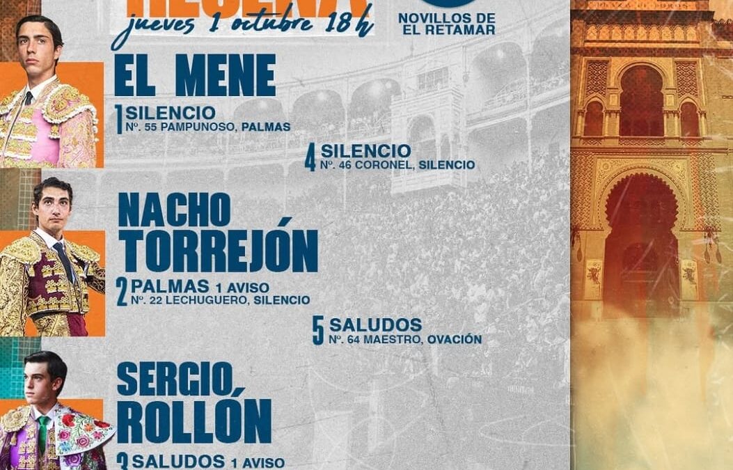 Sergio Rollón y Nacho Torrejón, saludos en la primera de Otoño. . Una novillada del hierro de El Retamar
