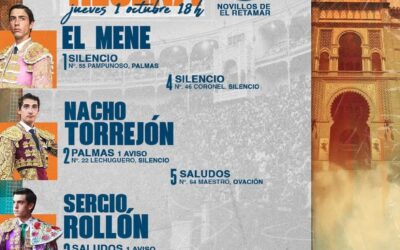 Sergio Rollón y Nacho Torrejón, saludos en la primera de Otoño. . Una novillada del hierro de El Retamar